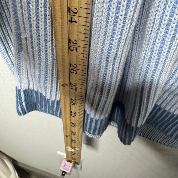 Lands’ End Women’s Drifter Cotton Sweater Blue Stripe Crew Neck Long Sleeve L - Picture 4 of 7
